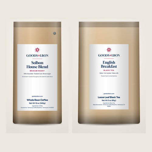 GoodSolBon Gift Box: Solbon House Blend 12 oz + English Breakfast loose leaf tea 3 oz