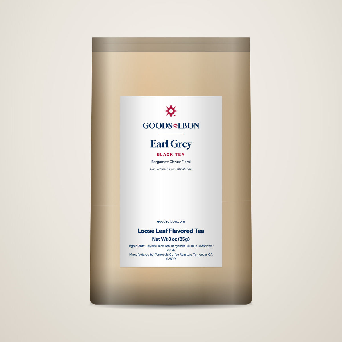 Earl Grey loose leaf black tea 3 oz pouch