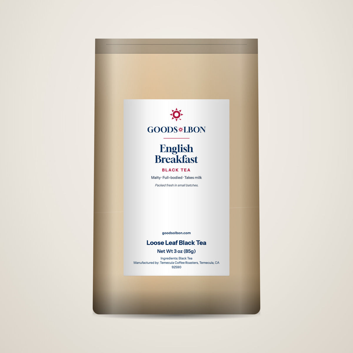 English Breakfast loose leaf black tea 3 oz pouch