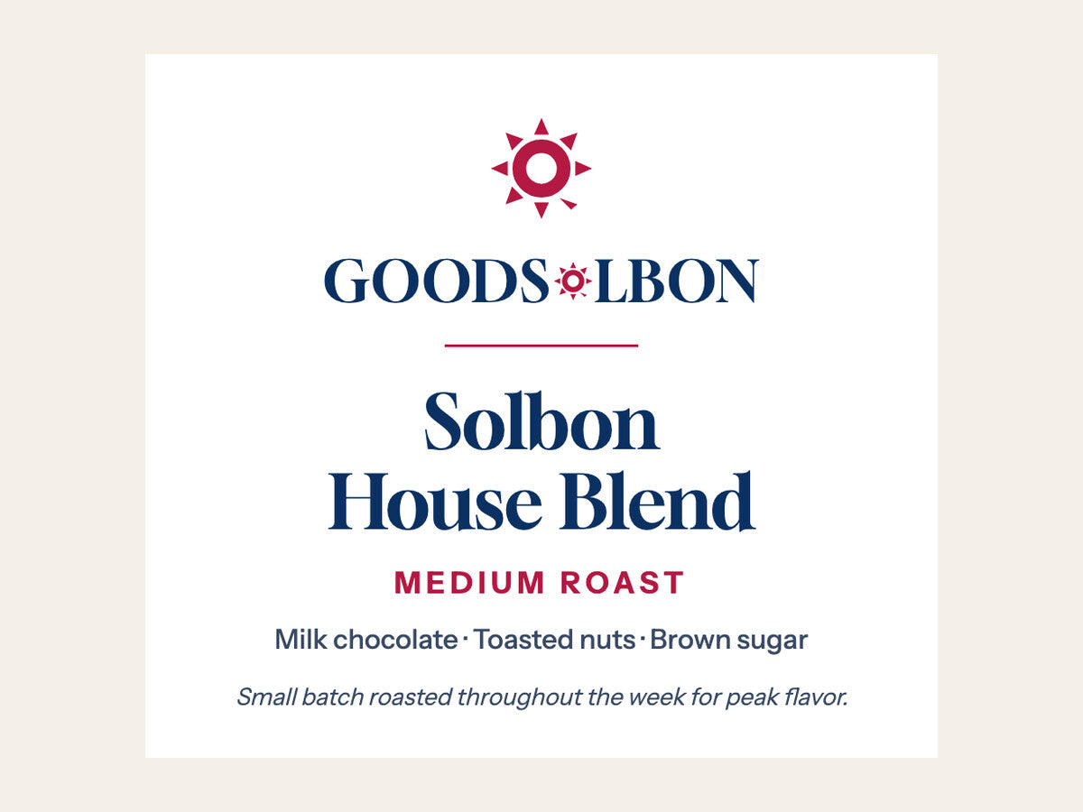 GoodSolBon coffee label: Solbon House Blend, medium roast
